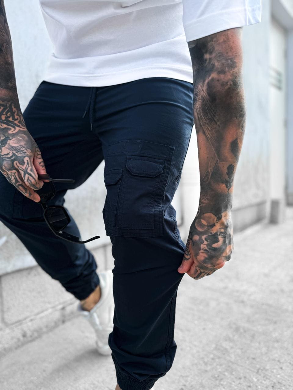 Slim Fit Cargo Trousers- Blue CARGO TR-02