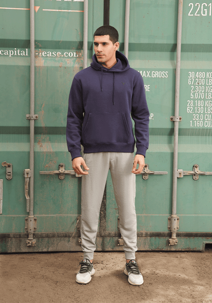 Regular Fit Plain Hoodie - Navy