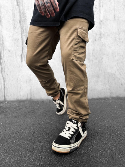 Slim Fit Cargo Trouser-Ash Brown