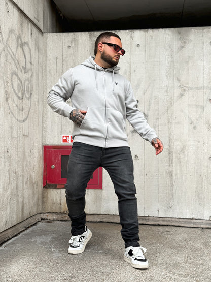 Signature Logo Hoodie with Zipper - Grey