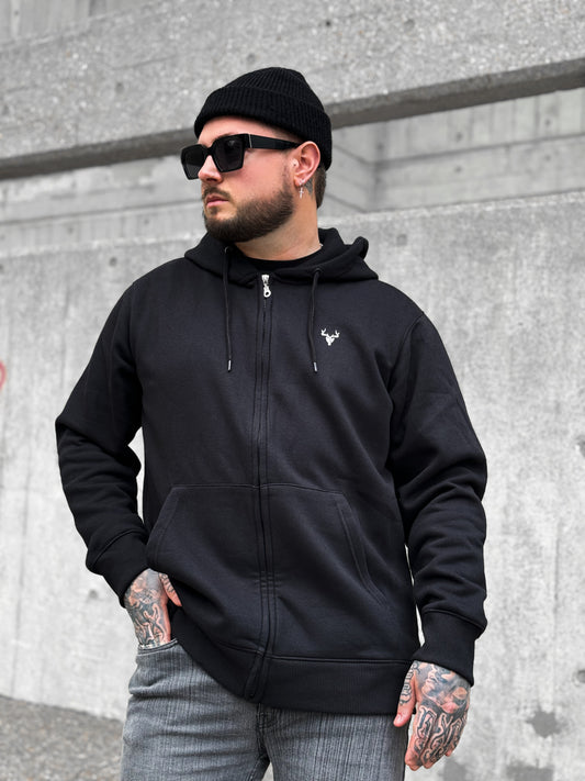 Signature Logo Zipper Hoodie - Black