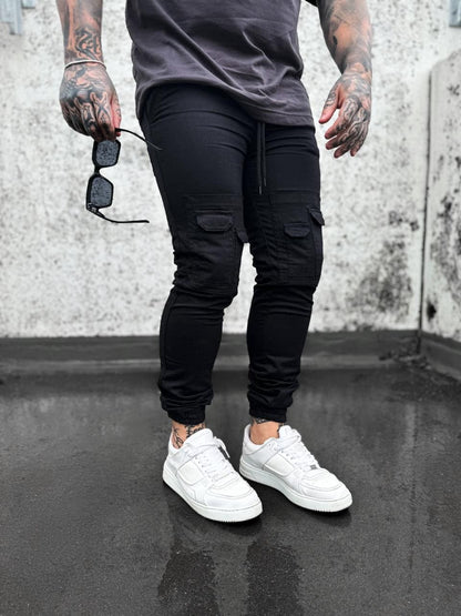 Slim Jogger Cargo Trouser - Black CARGO TR-01