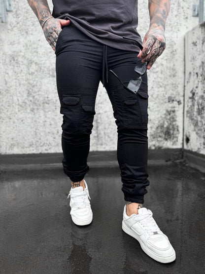 Slim Jogger Cargo Trouser - Black CARGO TR-01