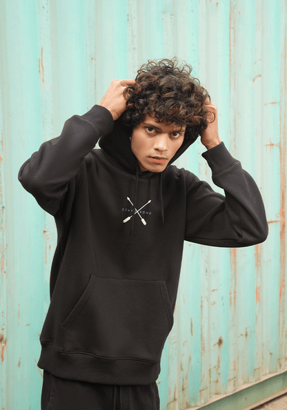 Regular Fit Stay Strong Graphic Hoodie - Black