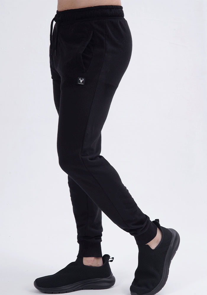 Men's Tracksuit - Pullover Black Hoodie, with Slim Fit Joggers