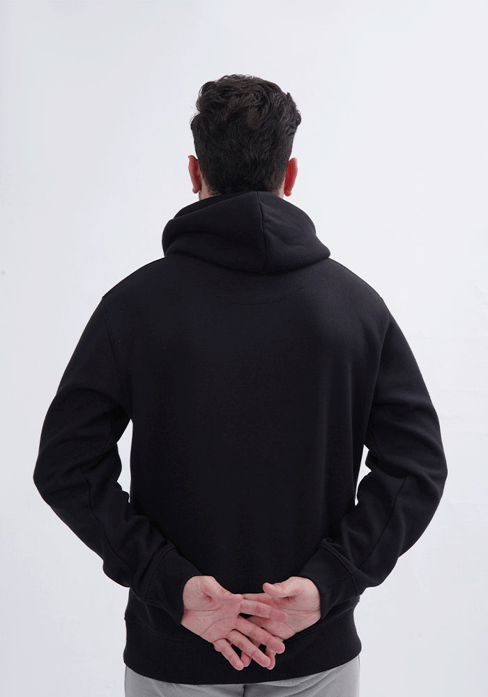 Men's Tracksuit - Pullover Black Hoodie, with Slim Fit Joggers