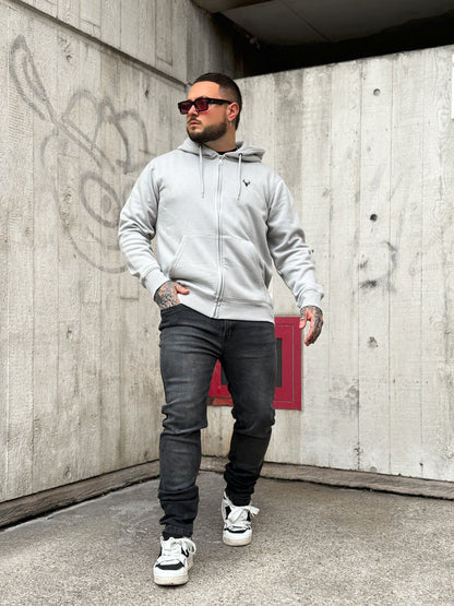 Signature Logo Hoodie with Zipper - Grey