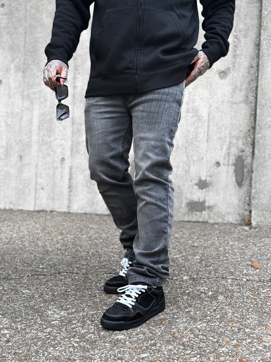 Tapered Fit Minimal Ash Grey Wash Jeans