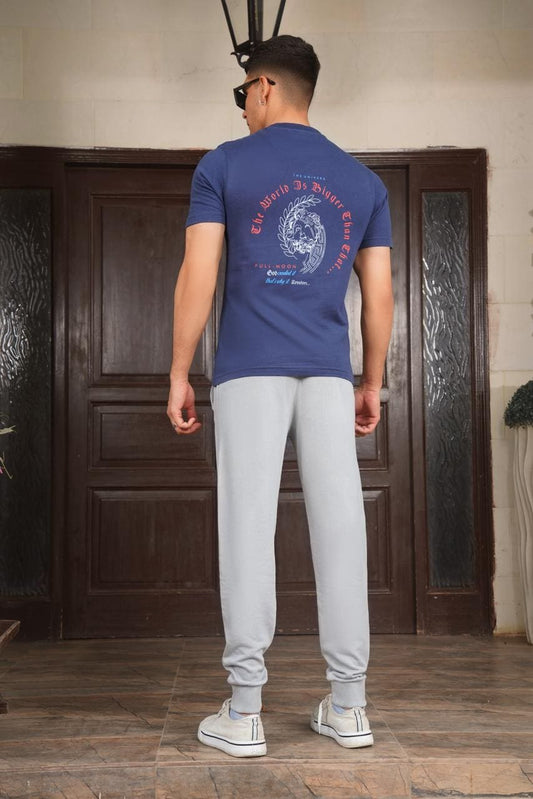 Stay Strong Crew Neck Graphic T- Shirt - Navy