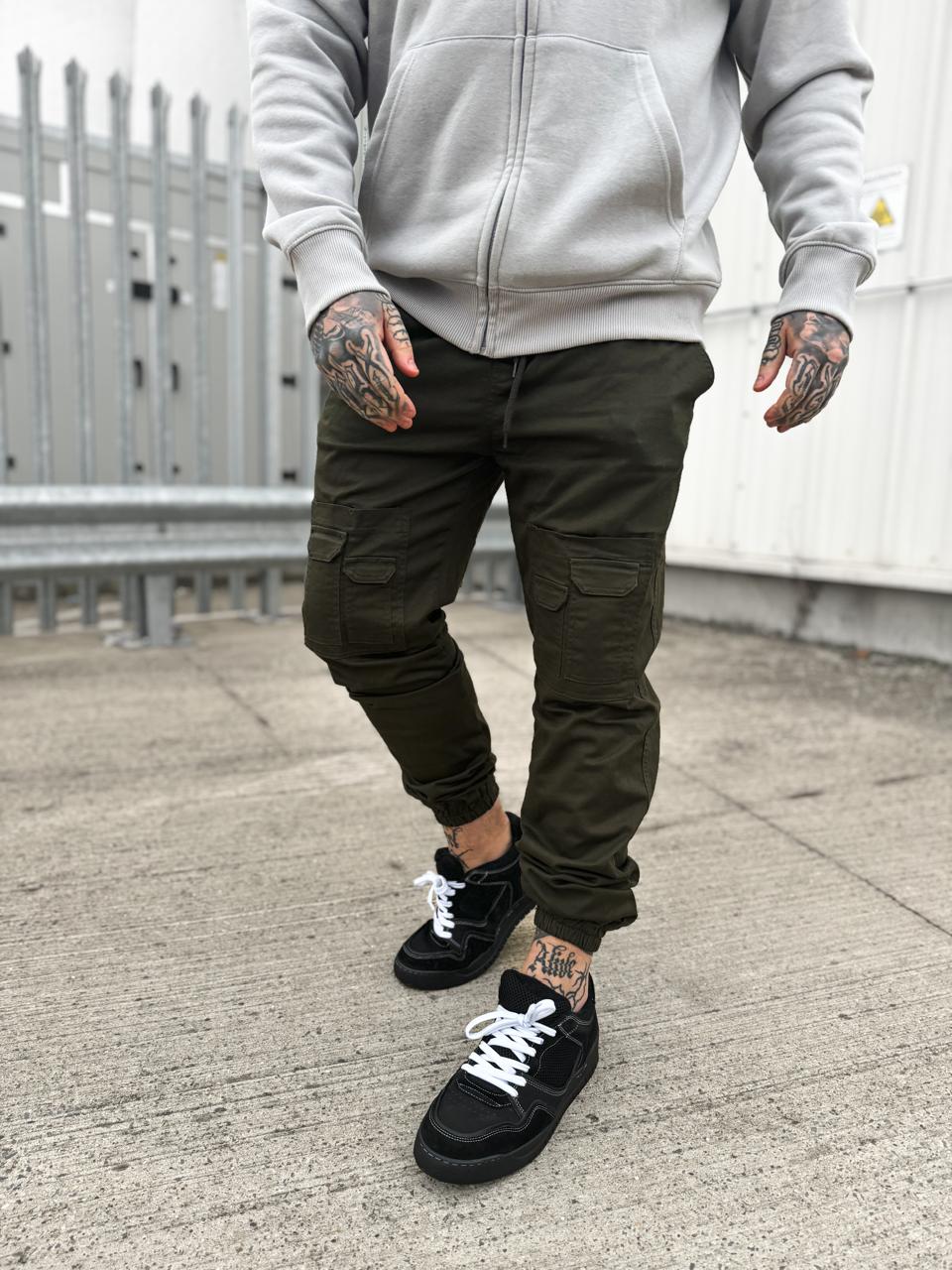 Slim Fit Jogger Cargo Trousers - Forest Green TR5