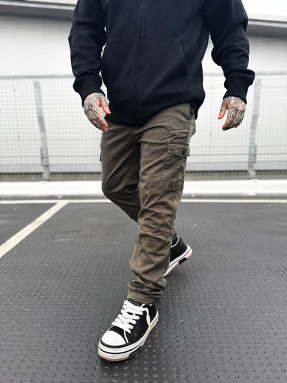 Slim Fit Cargo Trousers- Dark Brown CARGO