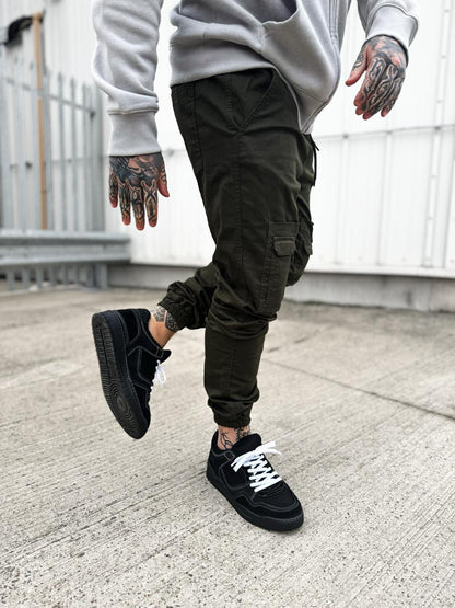 Slim Fit Jogger Cargo Trousers - Forest Green TR5