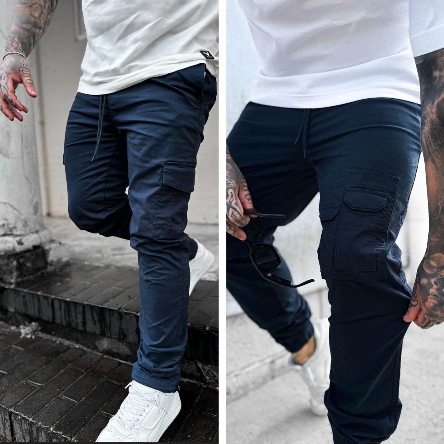 Slim Fit Cargo Trouser - Blue CARGO | Slim Fit Cargo Trousers- Blue CARGO TR-02