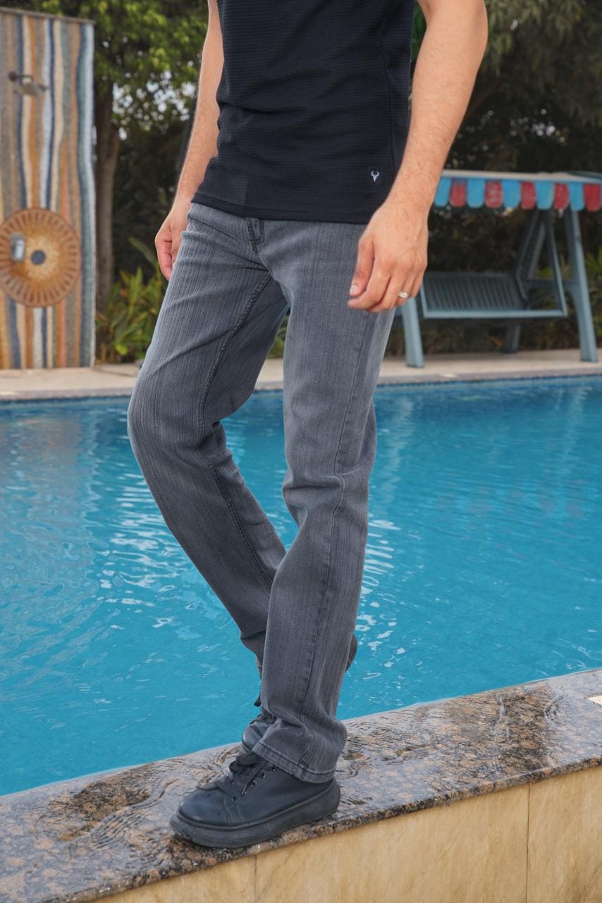 Tapered Fit Minimal Ash Grey Wash Jeans